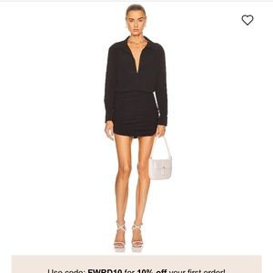 NWT Norma Kamali Boyfriend NK Shirt Shirred Skirt Dress